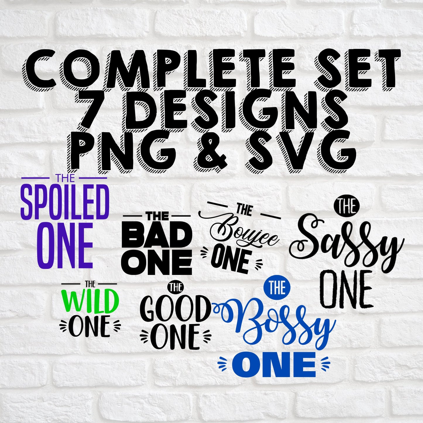Digital Downloads, Set of 7 Designs- SVG - PNG